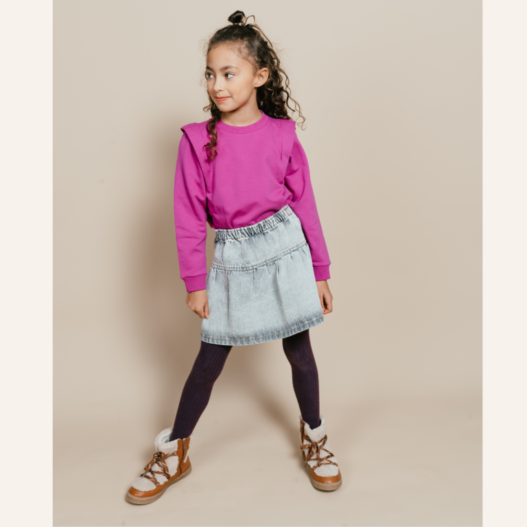 Petit Blush Jeans ruffle skirt - Washed light grey