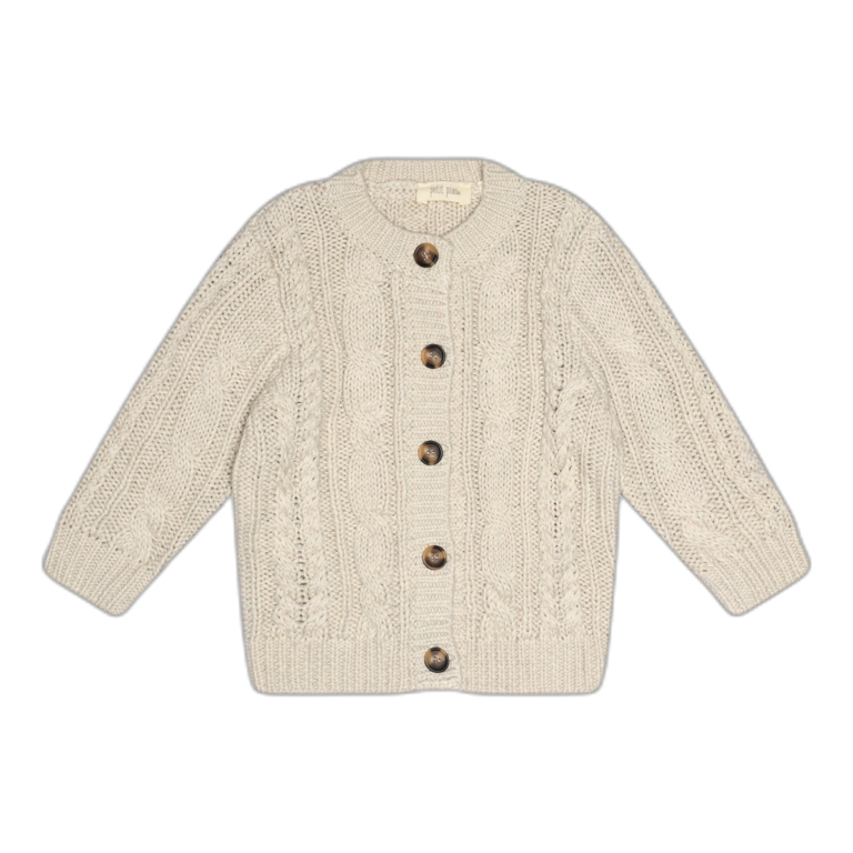 Petit Piao Cardigan chunky knit cabel - Nature white