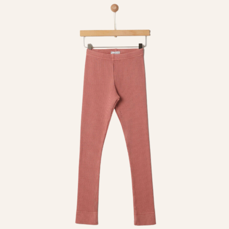 Yell-OH Ribbed legging organic cotton & tencel - Rose dawn