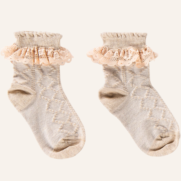 House of Jamie Ankle socks - Oatmeal & lace