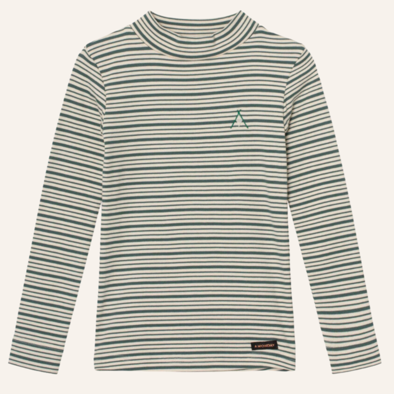 A MONDAY  in Copenhagen Ami T-shirt - Silver pine stripe