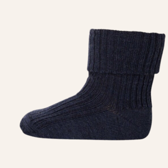 MP Denmark Wool rib baby socks - Dark denim melange