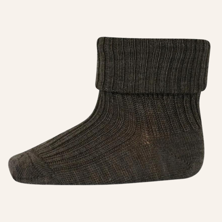 MP Denmark Wool rib baby socks - Brown melange