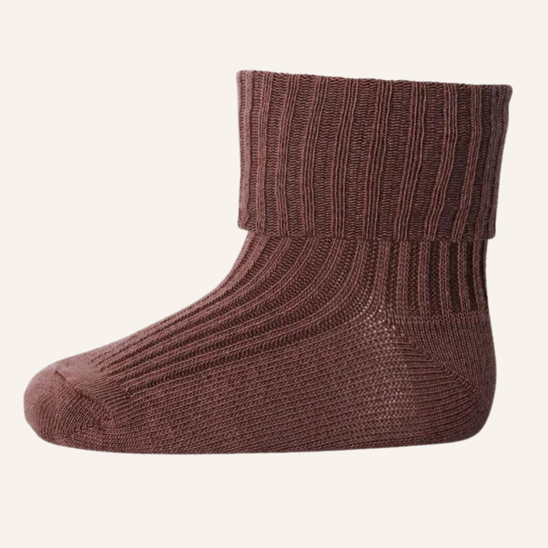 MP Denmark Wool rib baby socks - Brown sienna