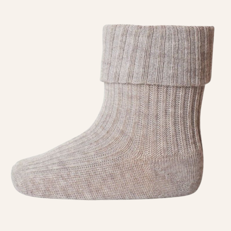 MP Denmark Wool rib baby socks - Light brown melange