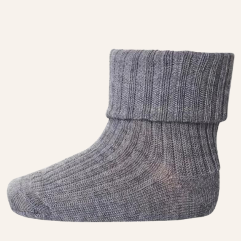 MP Denmark Wool rib baby socks - Grey melange