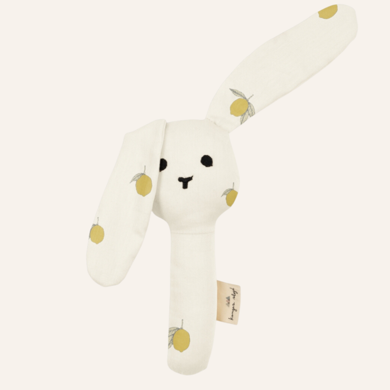 Konges Sløjd Bunny hand rattle - Lemon