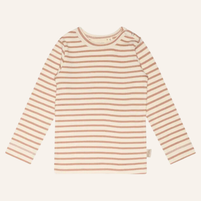 Petit Piao T-shirt L/S modal striped - Cafe rose