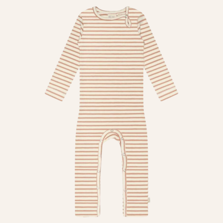 Petit Piao Jumpsuit L/S modal striped - Cafe rose