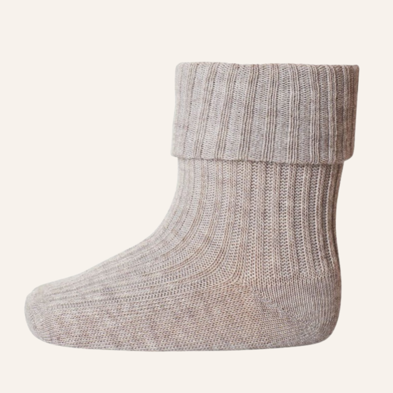 MP Denmark Cotton baby rib socks - Light brown melange