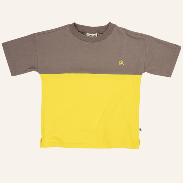 CarlijnQ CarlijnQ T-shirt - split geel/taupe