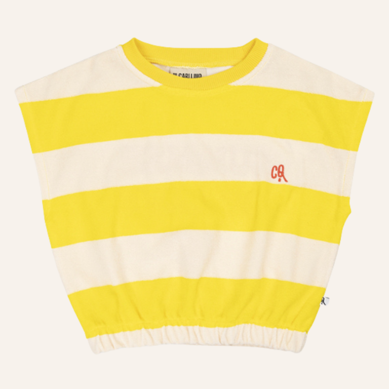 CarlijnQ CarlijnQ Top no sleeve with embroidery - Stripes yellow