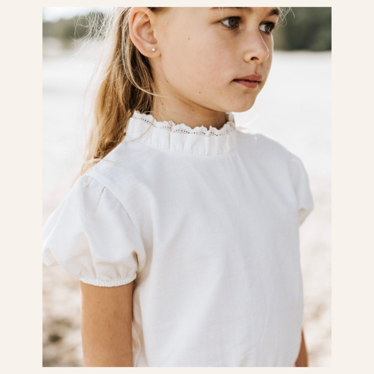 Navy Natural Navy Natural Holly top - White broderie