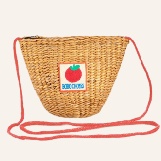 Bobo Choses Bobo choses BC Tomato patch raffia hand bag Bobo Choses Bobo choses BC Tomato patch raffia hand bag