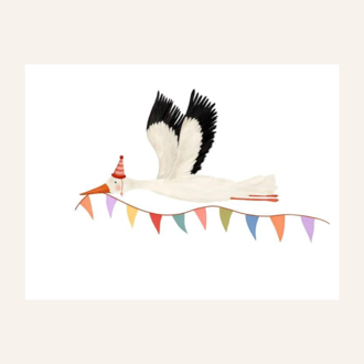 Getekend door Zusje Getekend door Zusje - Ooievaar met vlaggetjes