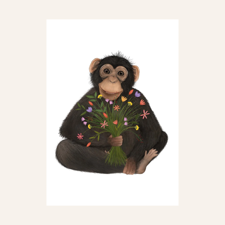 Getekend door Zusje Getekend door Zusje - Chimpansee met bloemen