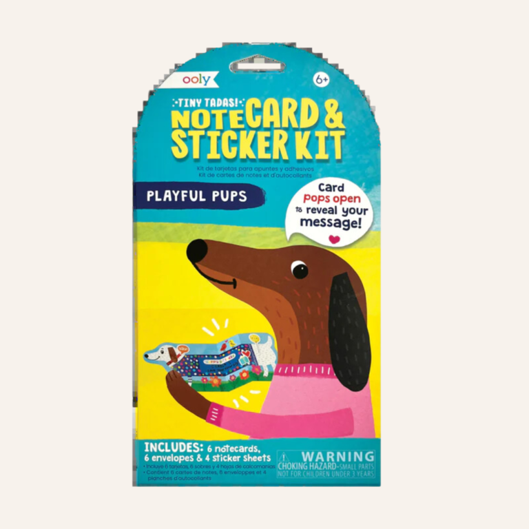 OOLY Tiny Tadas Note card & Sticker kit - Playful pups