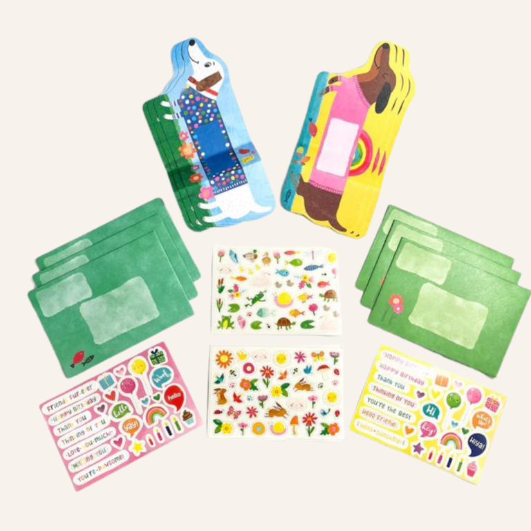 OOLY Tiny Tadas Note card & Sticker kit - Playful pups