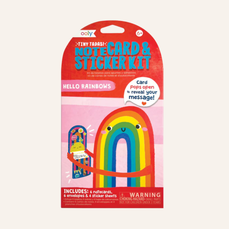 OOLY Tiny Tadas Note card & Sticker kit - Hello rainbows