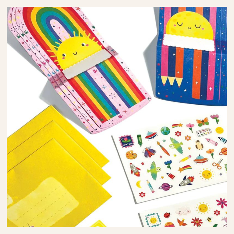 OOLY Tiny Tadas Note card & Sticker kit - Hello rainbows