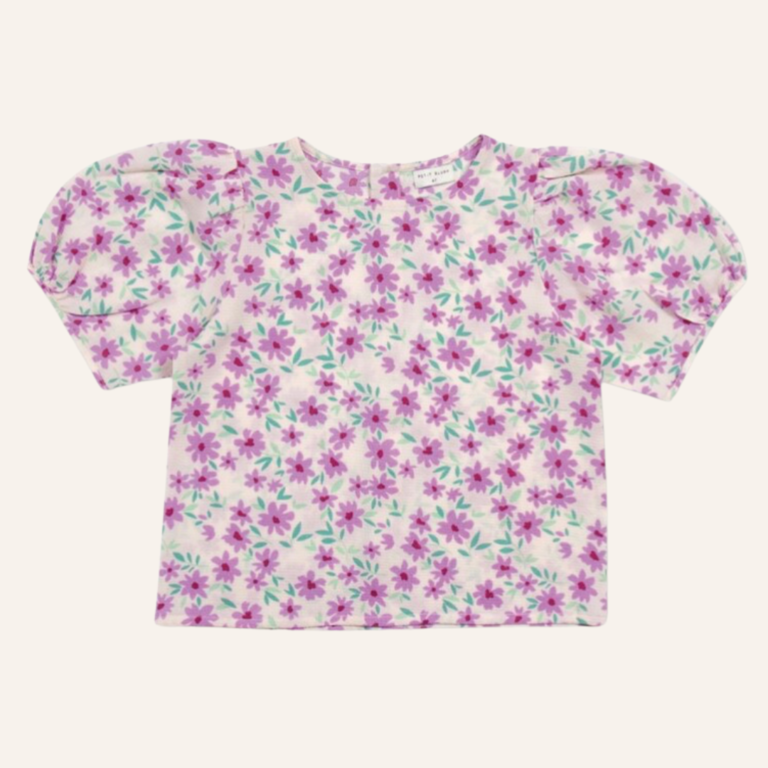 Petit Blush Petit Blush Ballon sleeve blouse - Purple flowers