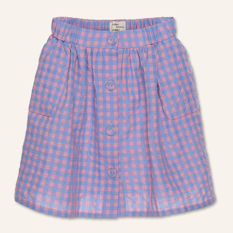 Wander & Wonder Wander & Wonder Quilted skirt - Blue pink check