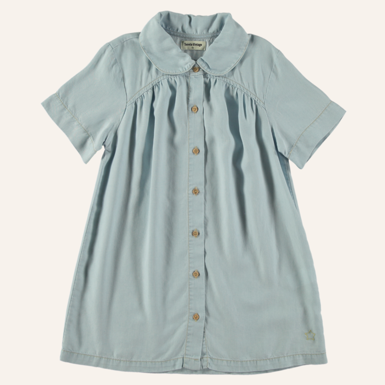 Tocoto Vintage Short sleeve mini dress with gathering - Blue