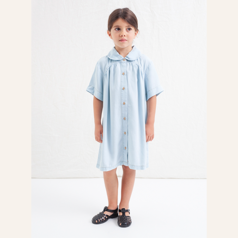 Tocoto Vintage Short sleeve mini dress with gathering - Blue
