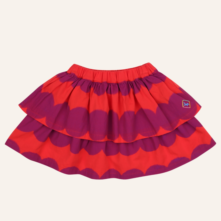 Jelly Mallow Dot Short Tiered Skirt - Purple
