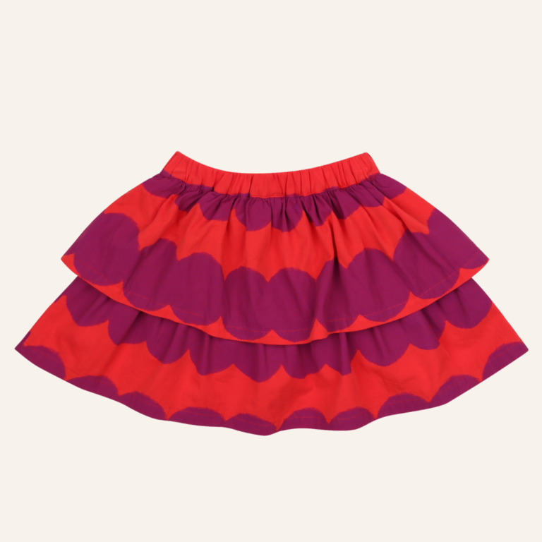 Jelly Mallow Dot Short Tiered Skirt - Purple