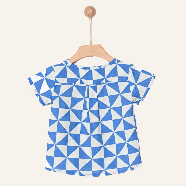 Yell-OH Yell-oh! Tunic in linen - Triangles strong blue