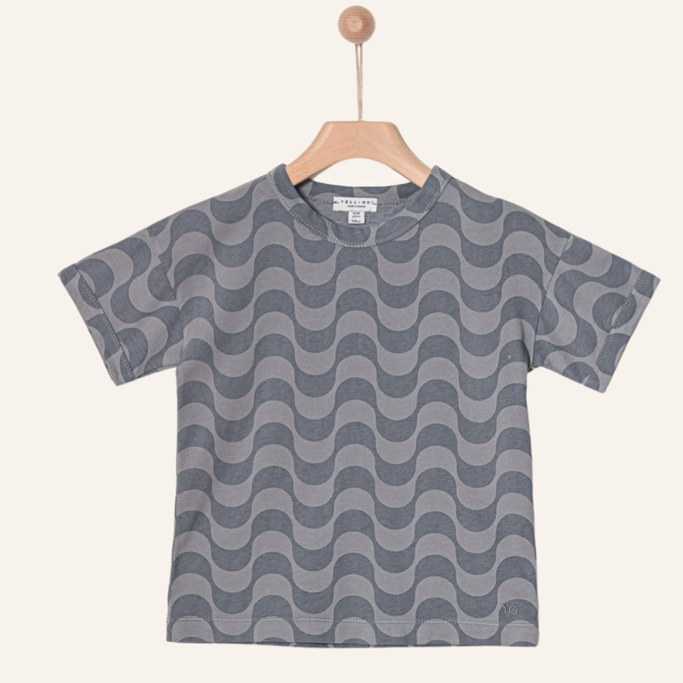 Yell-OH Yell-oh! T-shirt organic waves all over - Licorice