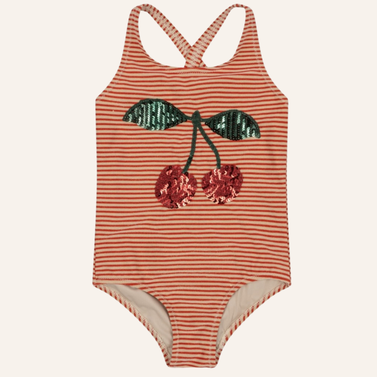 Konges Sløjd Konges Slojd Jade swimsuit - Glitter stripe cherrie