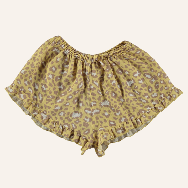 Tocoto Vintage Animal print short with ruffles - Yellow