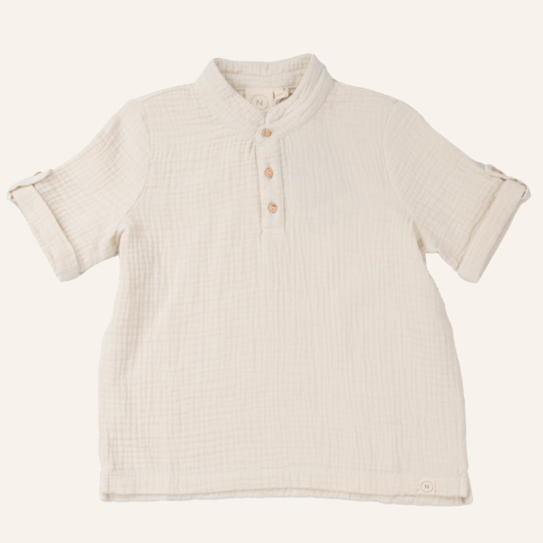 Navy Natural Navy Natural - Boys polo mousseline white swan