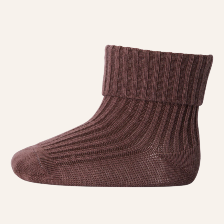 MP Denmark Cotton baby rib socks - Brown sienna