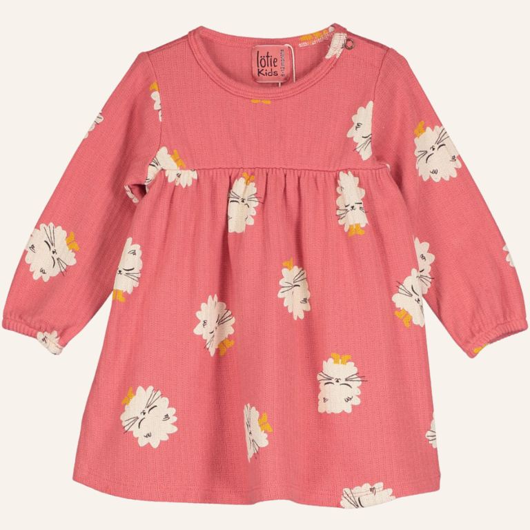 Lötiekids Lötiekids Baby dress kittens in boots - Coral