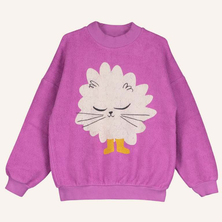 Lötiekids Lötiekids Teddy sweatshirt Kitten in boots - Orchid