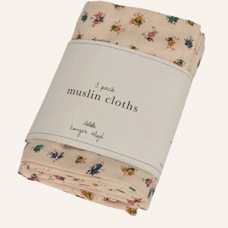 Konges Sløjd 3 Pack Muslin Cloth Gots - Bloomie Blush