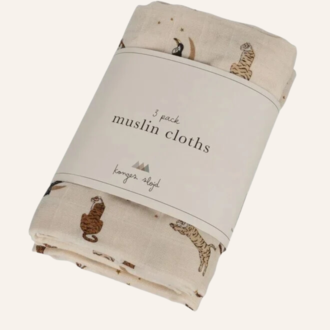 Konges Sløjd 3 Pack Muslin Cloth Gots - Roar