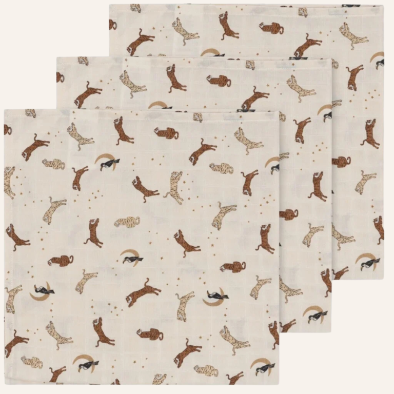 Konges Sløjd 3 Pack Muslin Cloth Gots - Roar