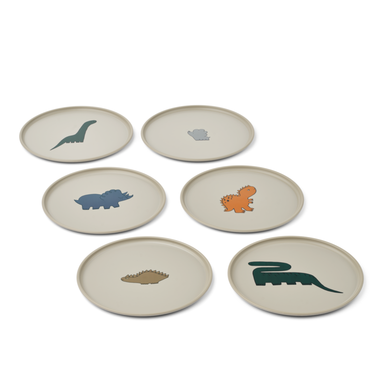 Liewood Remco Plate 6-pack - Dinosaurs/Mist