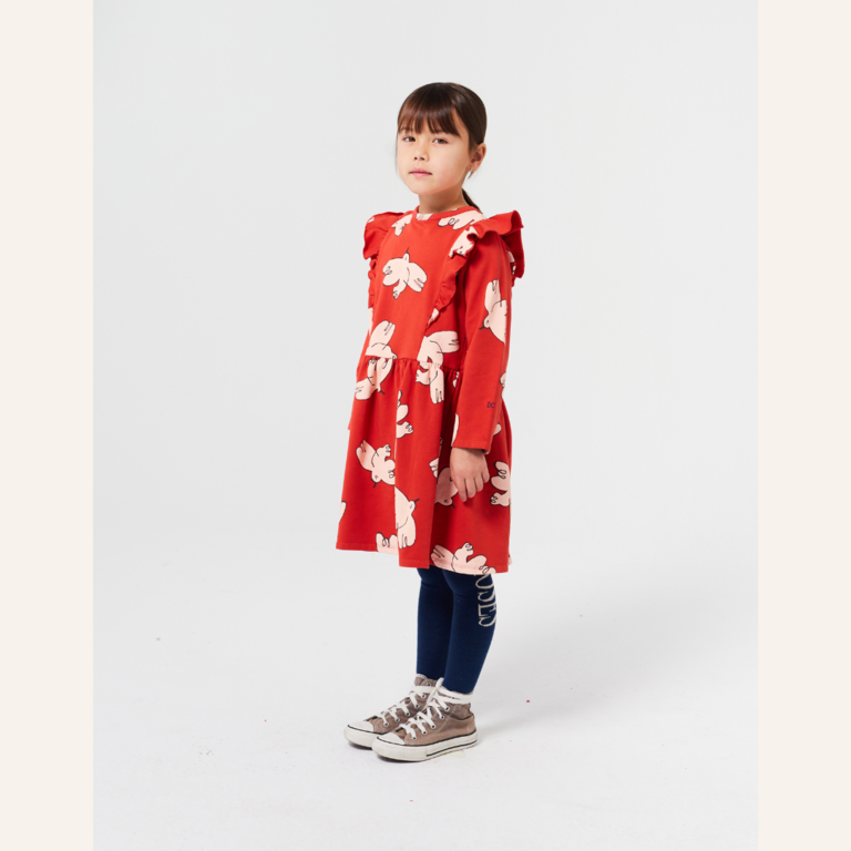 Bobo Choses Freedom Bird all over ruffle dress