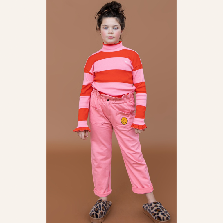 CarlijnQ CarlijnQ Longsleeve ruffle - Stripes red/pink