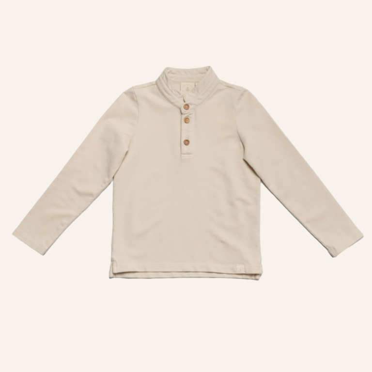 Navy Natural Boys Polo - Beige Taupe