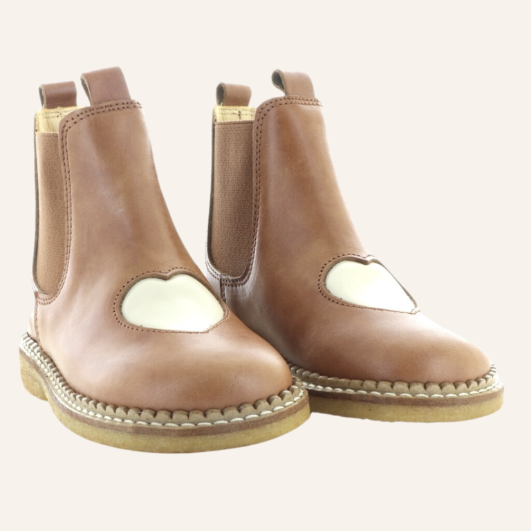 Angulus Chelsea Boot Heart - Tan/Buttermilk/Cognac