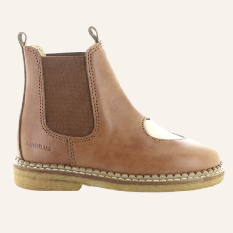 Angulus Chelsea Boot Heart - Tan/Buttermilk/Cognac