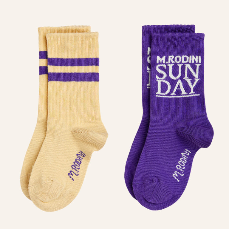 Mini Rodini Mini Rodini Sunday 2-pack socks - Purple