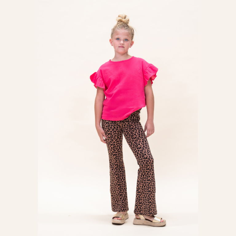 Petit Blush Bowie Flared Pants - Wild Leopard AOP