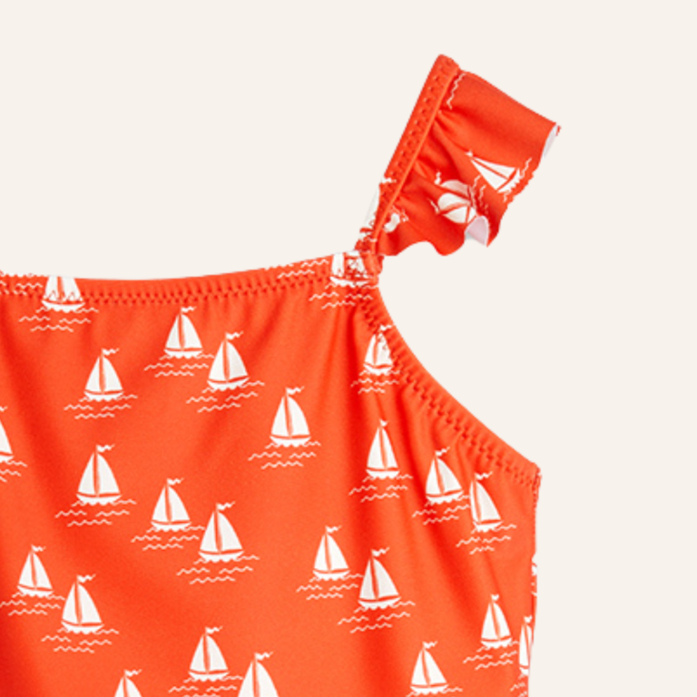 Mini Rodini Mini Rodini Sailing boats aop skirt swimsuit - Red